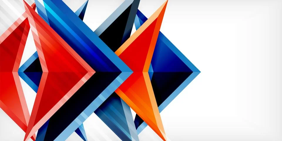 Arrows with 3d effect abstract background. Triangles on light grey backdrop イラスト素材