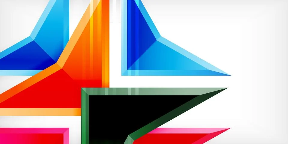 Arrows with 3d effect abstract background. Triangles on light grey backdrop イラスト素材