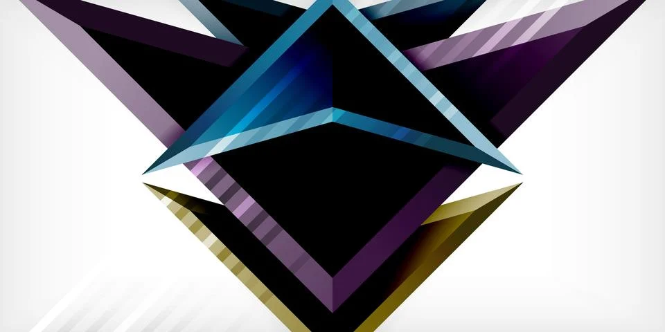 Arrows with 3d effect abstract background. Triangles on light grey backdrop イラスト素材