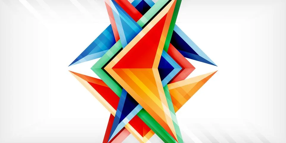 Arrows with 3d effect abstract background. Triangles on light grey backdrop イラスト素材