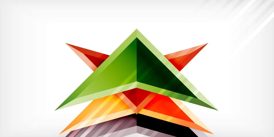 Arrows with 3d effect abstract background. Triangles on light grey backdrop Illustrazione stock