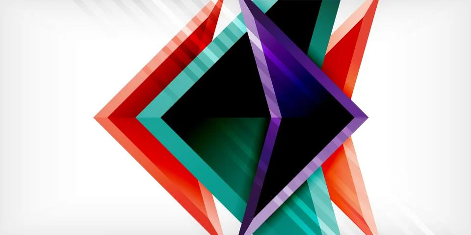 Arrows with 3d effect abstract background. Triangles on light grey backdrop Illustrazione stock