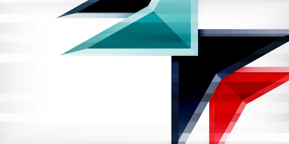 Arrows with 3d effect abstract background. Triangles on light grey backdrop Illustrazione stock