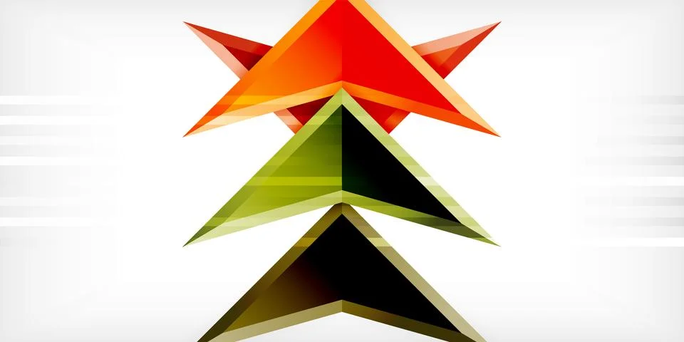 Arrows with 3d effect abstract background. Triangles on light grey backdrop Illustrazione stock