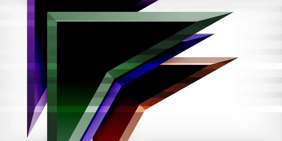 Arrows with 3d effect abstract background. Triangles on light grey backdrop Illustrazione stock