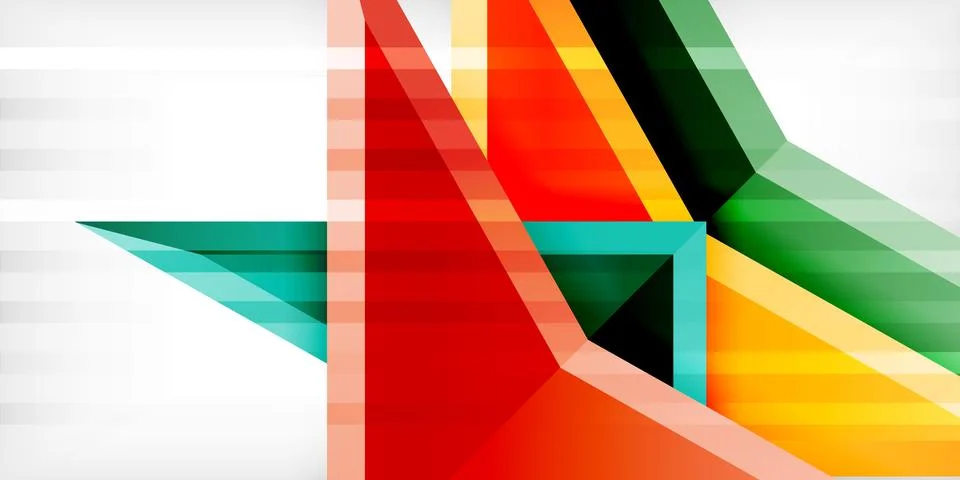 Arrows with 3d effect abstract background. Triangles on light grey backdrop Illustrazione stock