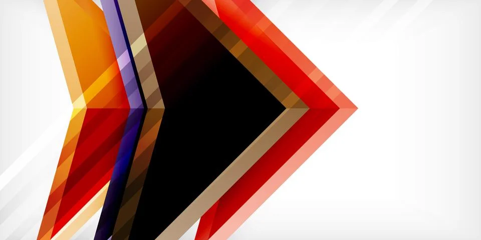 Arrows with 3d effect abstract background. Triangles on light grey backdrop Illustrazione stock