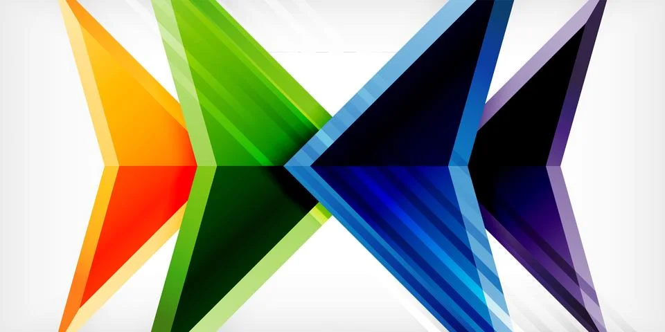 Arrows with 3d effect abstract background. Triangles on light grey backdrop Illustrazione stock