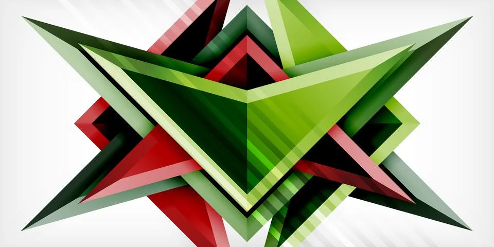 Arrows with 3d effect abstract background. Triangles on light grey backdrop イラスト素材