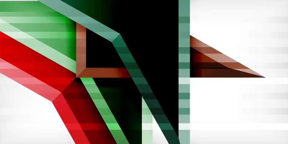 Arrows with 3d effect abstract background. Triangles on light grey backdrop Illustrazione stock