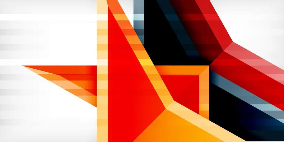 Arrows with 3d effect abstract background. Triangles on light grey backdrop Illustrazione stock