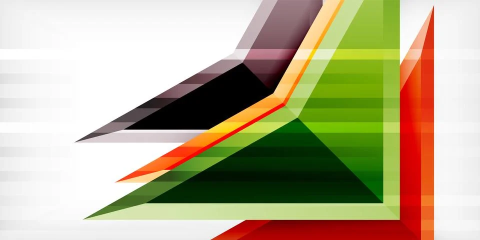 Arrows with 3d effect abstract background. Triangles on light grey backdrop Illustrazione stock