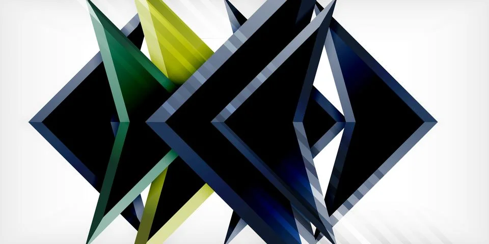 Arrows with 3d effect abstract background. Triangles on light grey backdrop 스톡 일러스트