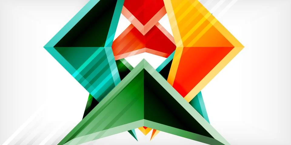 Arrows with 3d effect abstract background. Triangles on light grey backdrop Stock Illustration