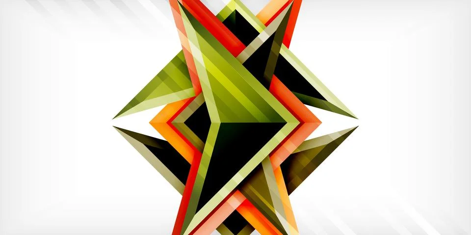 Arrows with 3d effect abstract background. Triangles on light grey backdrop 스톡 일러스트