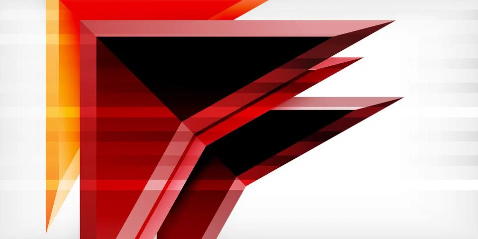 Arrows with 3d effect abstract background. Triangles on light grey backdrop Illustrazione stock