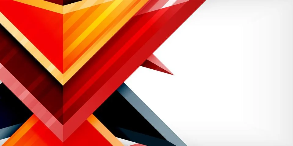 Arrows with 3d effect abstract background. Triangles on light grey backdrop 스톡 일러스트