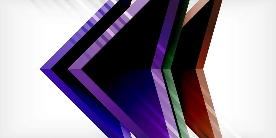 Arrows with 3d effect abstract background. Triangles on light grey backdrop 스톡 일러스트