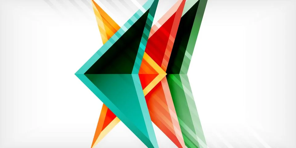 Arrows with 3d effect abstract background. Triangles on light grey backdrop 스톡 일러스트