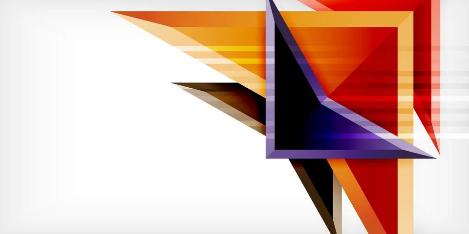 Arrows with 3d effect abstract background. Triangles on light grey backdrop Illustrazione stock