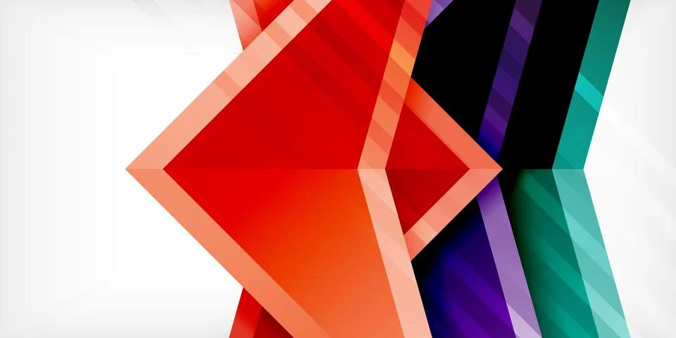 Arrows with 3d effect abstract background. Triangles on light grey backdrop イラスト素材