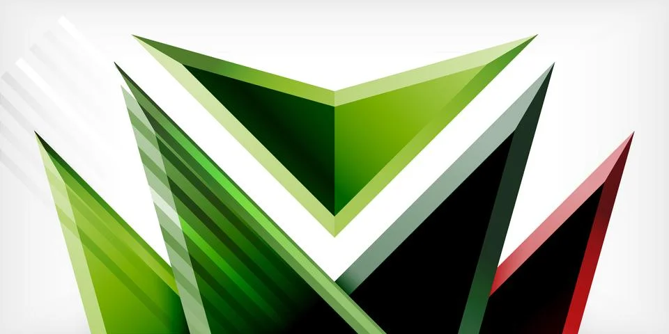 Arrows with 3d effect abstract background. Triangles on light grey backdrop Illustrazione stock