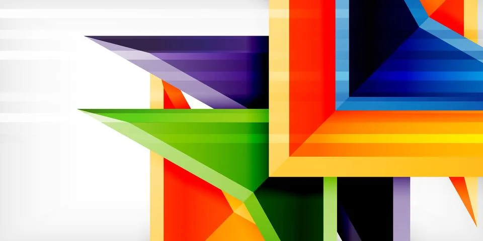 Arrows with 3d effect abstract background. Triangles on light grey backdrop Stock Illustration