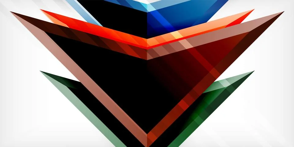 Arrows with 3d effect abstract background. Triangles on light grey backdrop Illustrazione stock