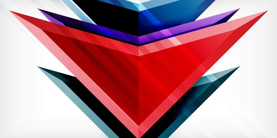 Arrows with 3d effect abstract background. Triangles on light grey backdrop イラスト素材