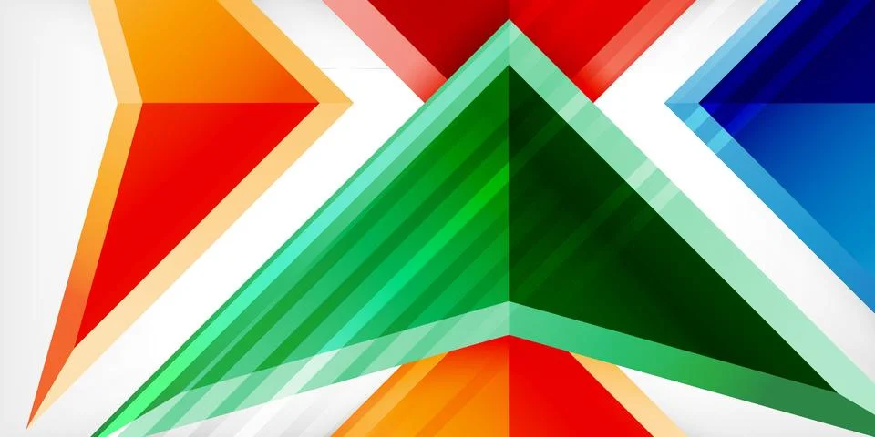 Arrows with 3d effect abstract background. Triangles on light grey backdrop Illustrazione stock