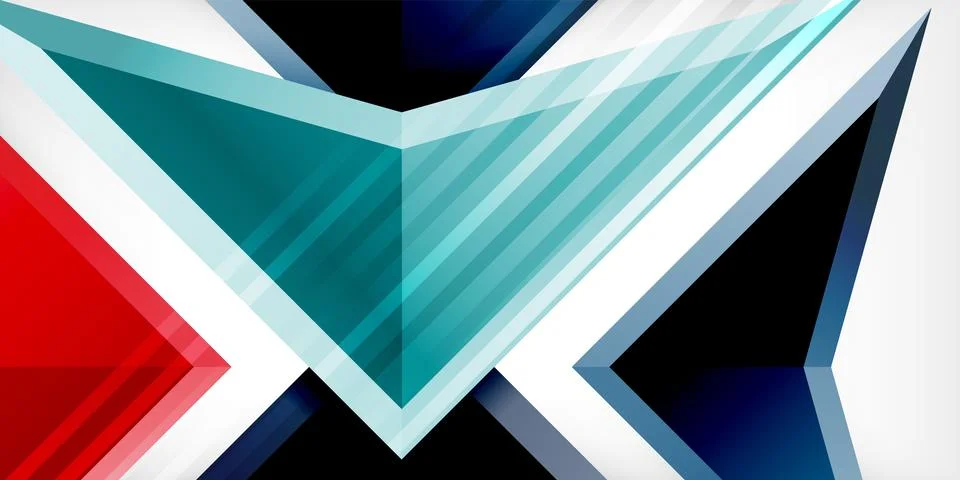 Arrows with 3d effect abstract background. Triangles on light grey backdrop 스톡 일러스트