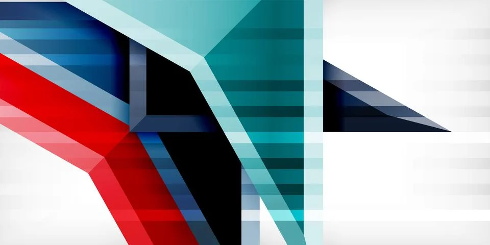 Arrows with 3d effect abstract background. Triangles on light grey backdrop Illustrazione stock