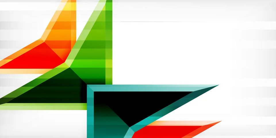 Arrows with 3d effect abstract background. Triangles on light grey backdrop Illustrazione stock