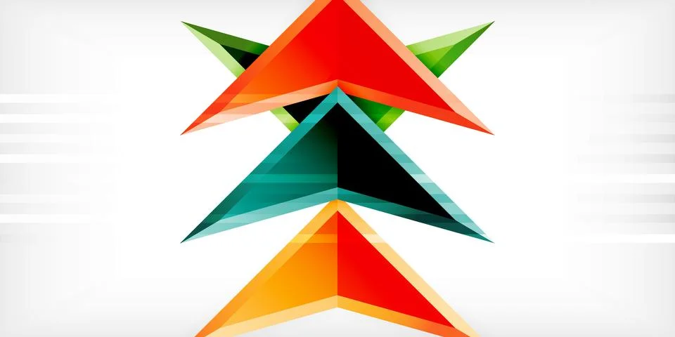 Arrows with 3d effect abstract background. Triangles on light grey backdrop 스톡 일러스트