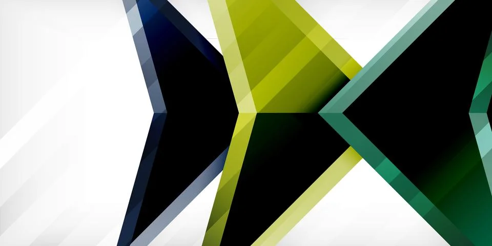 Arrows with 3d effect abstract background. Triangles on light grey backdrop イラスト素材