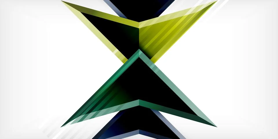 Arrows with 3d effect abstract background. Triangles on light grey backdrop Illustrazione stock