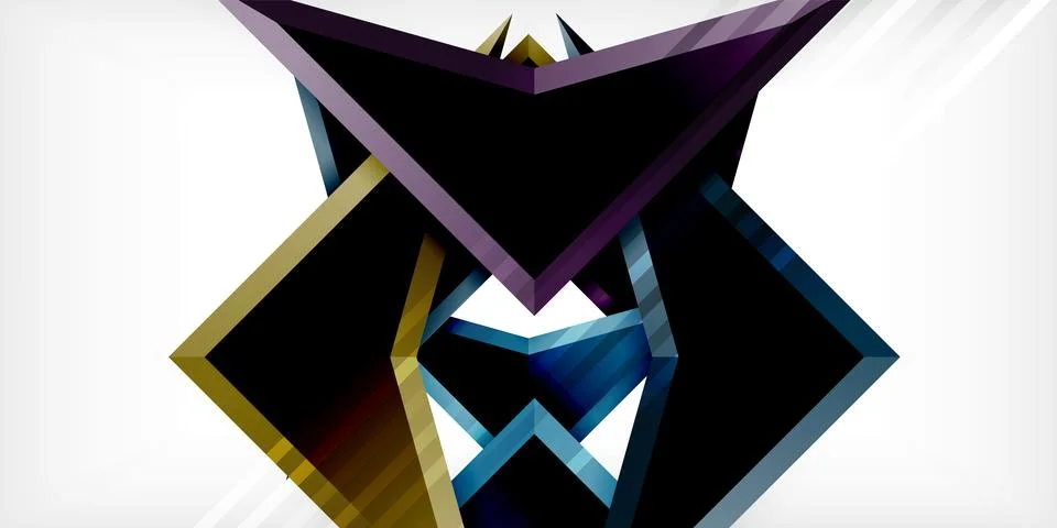 Arrows with 3d effect abstract background. Triangles on light grey backdrop イラスト素材