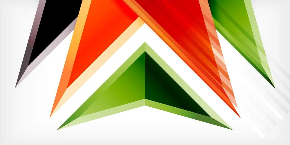 Arrows with 3d effect abstract background. Triangles on light grey backdrop Illustrazione stock