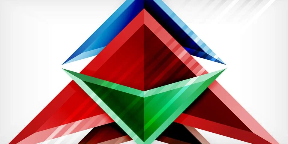 Arrows with 3d effect abstract background. Triangles on light grey backdrop Illustrazione stock