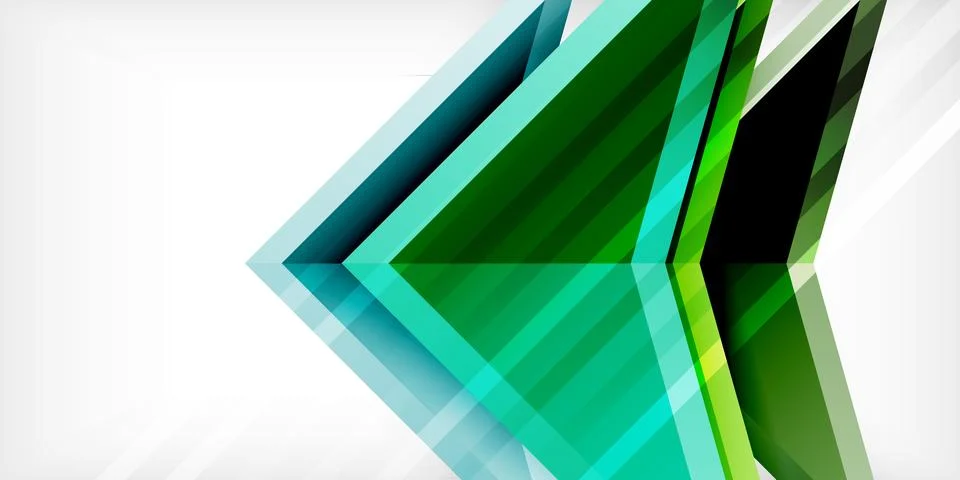 Arrows with 3d effect abstract background. Triangles on light grey backdrop Illustrazione stock