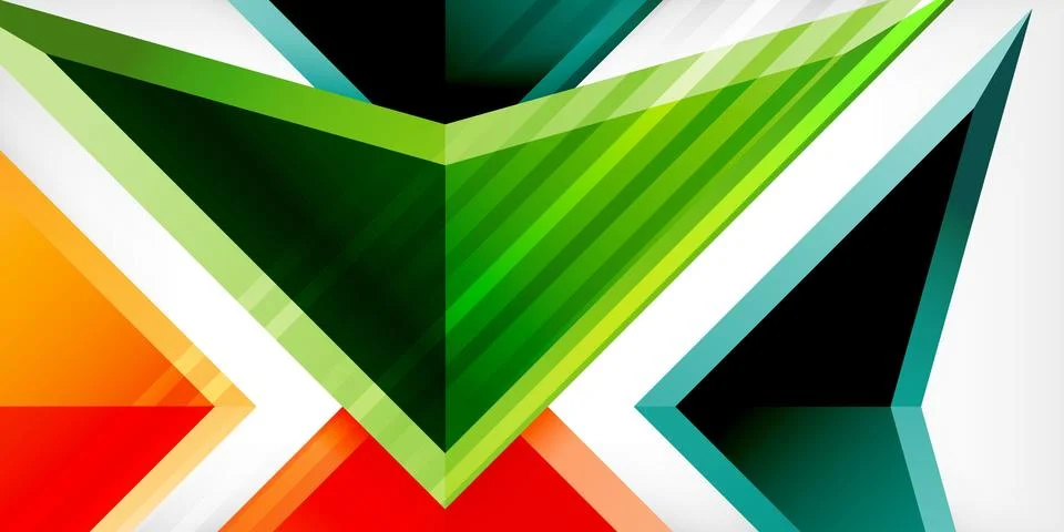 Arrows with 3d effect abstract background. Triangles on light grey backdrop 스톡 일러스트