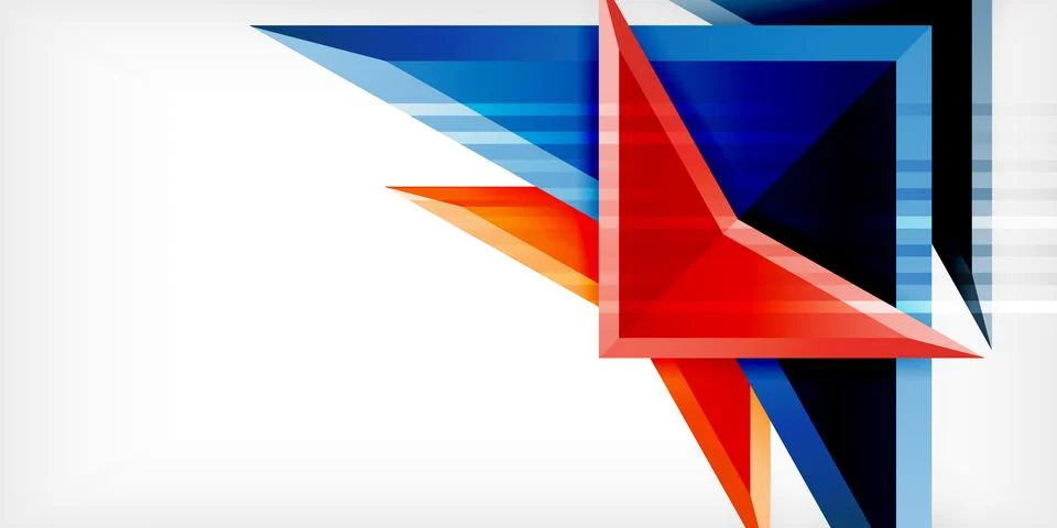 Arrows with 3d effect abstract background. Triangles on light grey backdrop Illustrazione stock