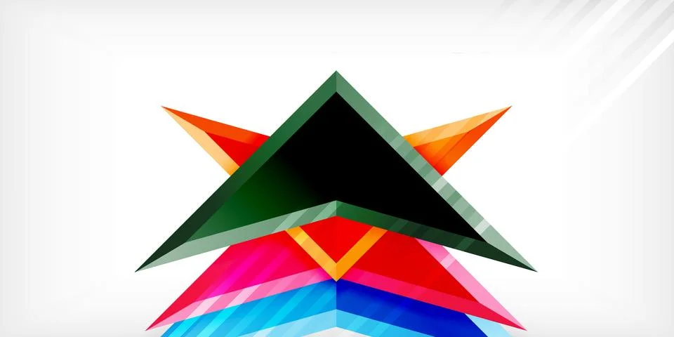 Arrows with 3d effect abstract background. Triangles on light grey backdrop イラスト素材