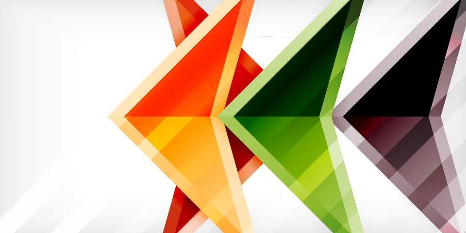 Arrows with 3d effect abstract background. Triangles on light grey backdrop 스톡 일러스트