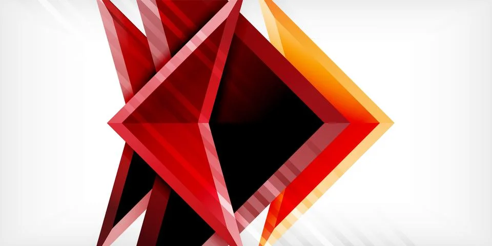 Arrows with 3d effect abstract background. Triangles on light grey backdrop Illustrazione stock