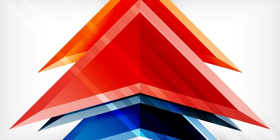 Arrows with 3d effect abstract background. Triangles on light grey backdrop 스톡 일러스트
