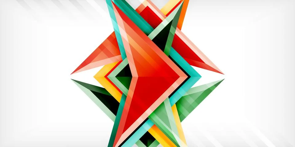 Arrows with 3d effect abstract background. Triangles on light grey backdrop Illustrazione stock