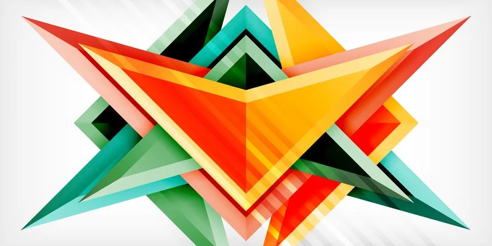 Arrows with 3d effect abstract background. Triangles on light grey backdrop Illustrazione stock