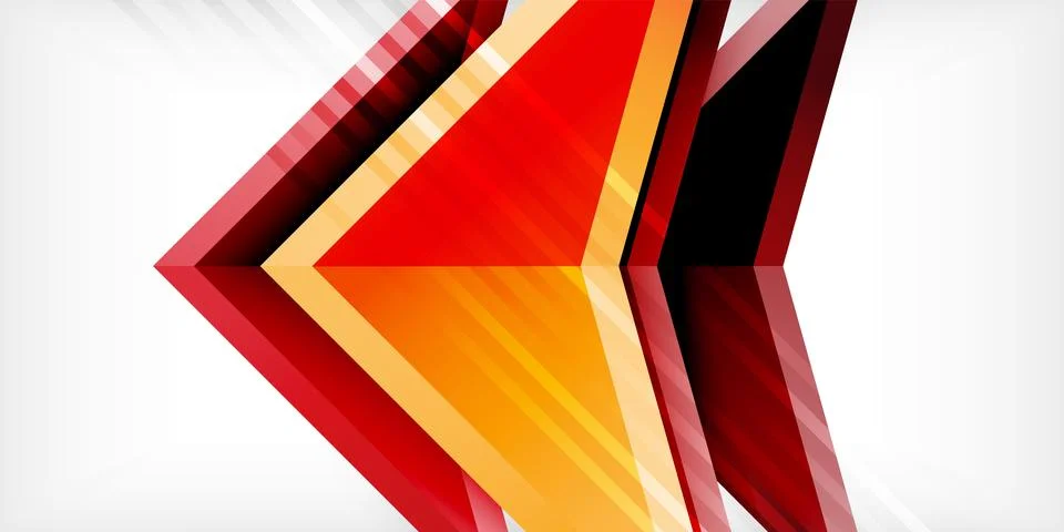 Arrows with 3d effect abstract background. Triangles on light grey backdrop 스톡 일러스트