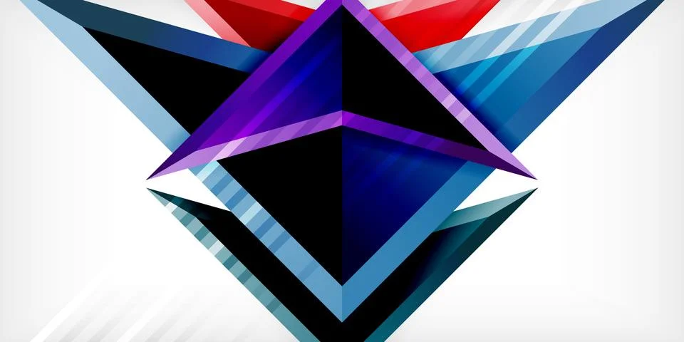 Arrows with 3d effect abstract background. Triangles on light grey backdrop Stock Illustration